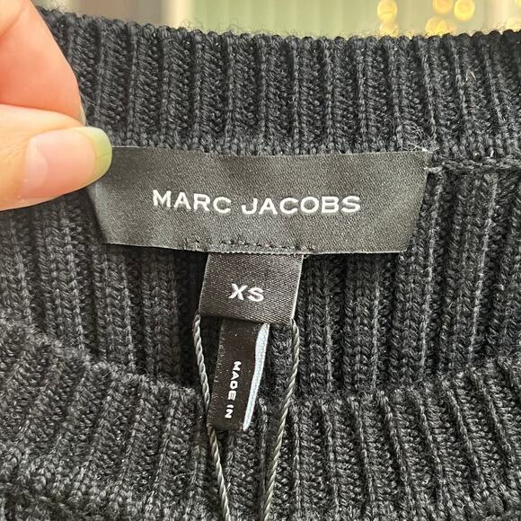 NWT Marc Jacobs Black Wool Femme Crewneck Ribbed Sweater Size XS - Picture 4 of 8